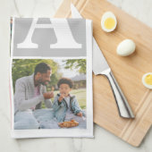 Eenvoudige moderne vaders dag vader 3 foto familie theedoek (Quarter Fold)