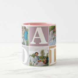 Eenvoudige moderne vaders dag vader 3 foto familie tweekleurige koffiemok