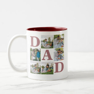 Eenvoudige moderne vaders dag vader 6 foto familie tweekleurige koffiemok