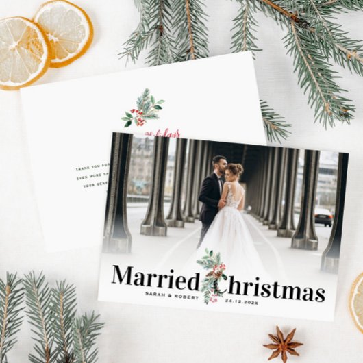 Eenvoudige moderne vakantie bruiloft aankondiging briefkaart