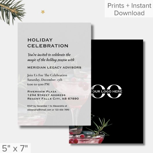 Eenvoudige Moderne Vakantie Uitnodiging met Logo