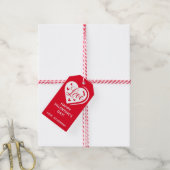 Eenvoudige moderne Valentijnsdag Love Heart Red Wh Cadeaulabel (Met Touw)