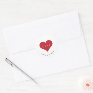 Eenvoudige moderne Valentijnskaart voor de klas vo Ronde Sticker