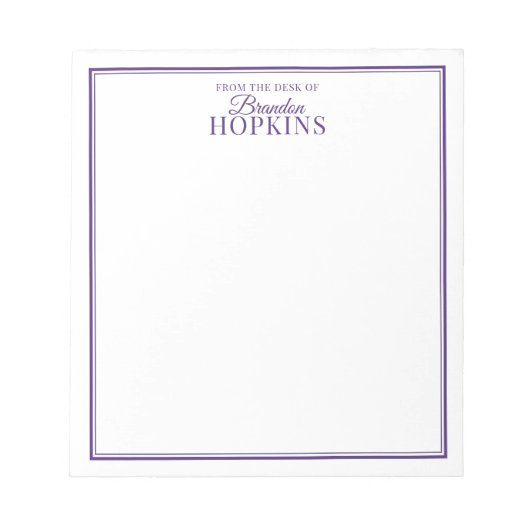 Eenvoudige Moderne vanaf de bureau van het Paarse  Notitieblok (Voorkant)