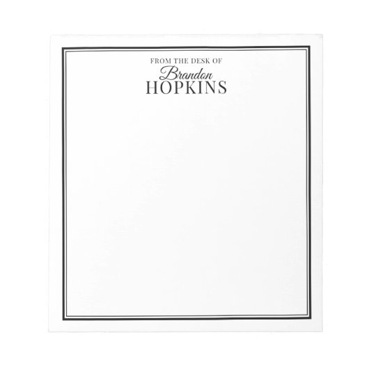 Eenvoudige Moderne vanaf de bureau van het Zwart M Notitieblok (Voorkant)