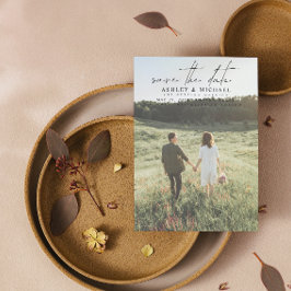 Eenvoudige moderne Vellum 2 foto typografie bruilo Save The Date