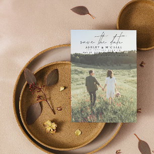 Eenvoudige moderne Vellum 2 foto typografie bruilo Save The Date