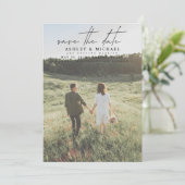 Eenvoudige moderne Vellum 2 foto typografie bruilo Save The Date (Staand voorkant)