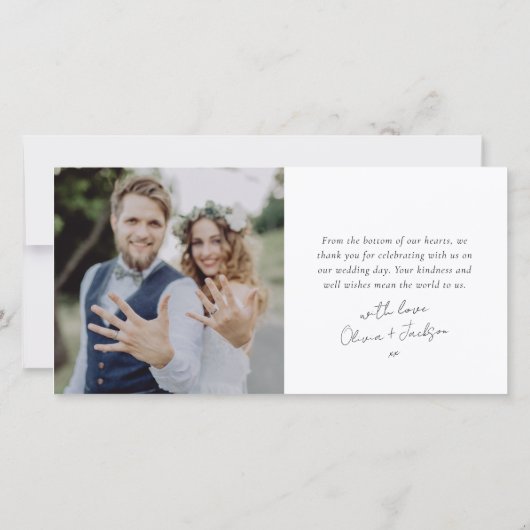 Eenvoudige moderne vier foto bruiloft bedankkaart (Achterkant)
