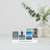 Eenvoudige moderne vier foto collage fitness visitekaartje (Staand voorkant)