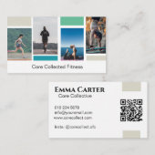 Eenvoudige moderne vier foto collage fitness visitekaartje (Voorkant / Achterkant)
