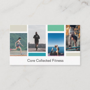 Eenvoudige moderne vier foto collage fitness visitekaartje