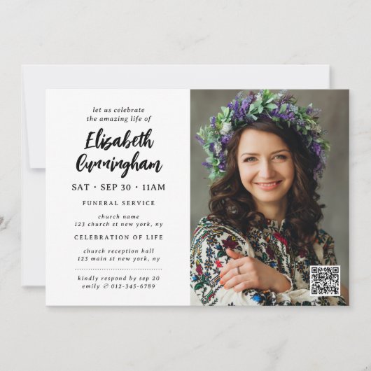 Eenvoudige moderne viering van het leven begrafeni kaart (Voorkant)