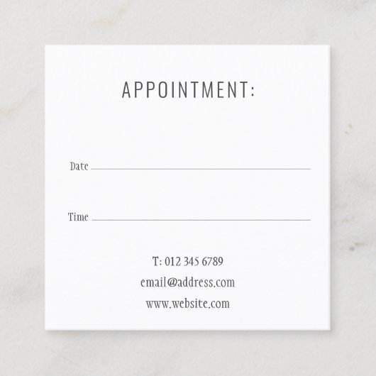 Eenvoudige moderne vierkante afspraakkaart vierkante visitekaartje (Voorkant)