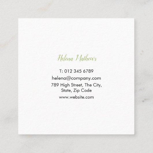 Eenvoudige Moderne Vierkante Citroenen Groene Tuin Vierkante Visitekaartje (Achterkant)