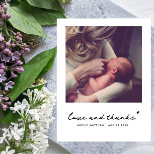 Eenvoudige Moderne Vierkante Foto Baby Shower Beda Briefkaart