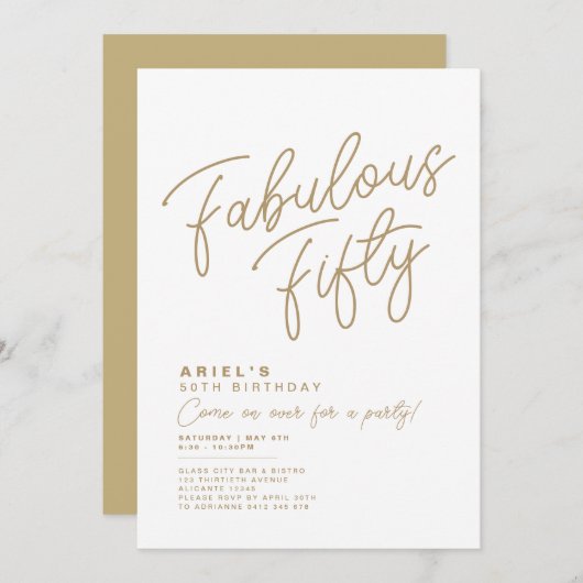 Eenvoudige, moderne, vijftigdaagse uitnodiging (Voorkant / Achterkant)