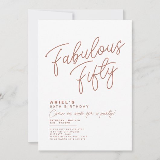 Eenvoudige, moderne, vijftigdaagse uitnodiging (Voorkant)