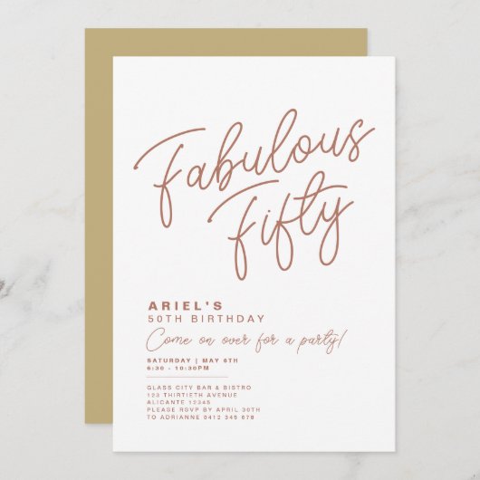 Eenvoudige, moderne, vijftigdaagse uitnodiging (Voorkant / Achterkant)