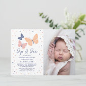 Eenvoudige Moderne Vlinderfoto Sip and See Kaart (Staand voorkant)