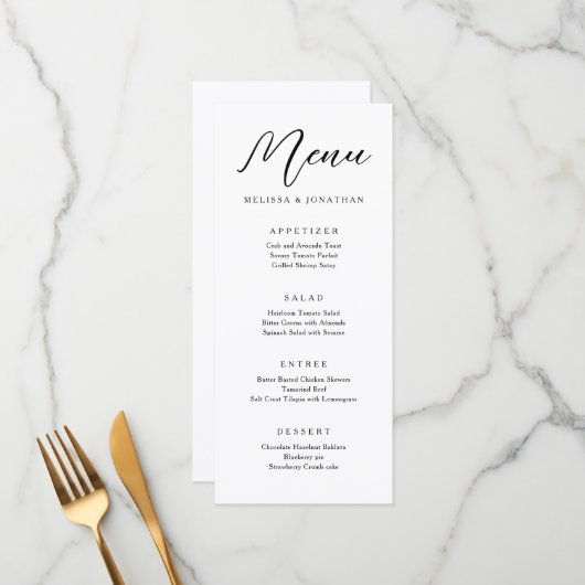 Eenvoudige moderne vloeiende kalligrafie script br menu (Voorkant / Achterkant in situ)