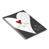 Eenvoudige moderne vogels in het liefdesrood hart notitieboek (Rechterzijde)
