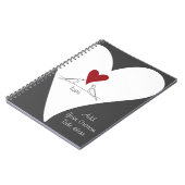 Eenvoudige moderne vogels in het liefdesrood hart notitieboek (Linkerzijde)