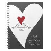 Eenvoudige moderne vogels in het liefdesrood hart notitieboek (Voorkant)