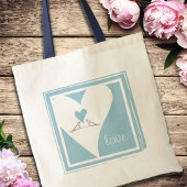 Eenvoudige Moderne Vogels Verliefd Lichtblauw Hart Tote Bag