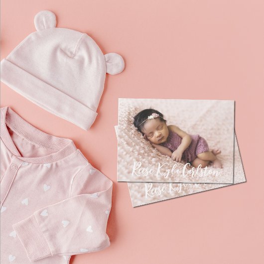 Eenvoudige, moderne volledige foto geboorteaankond kaart