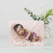 Eenvoudige, moderne volledige foto geboorteaankond kaart (Staand voorkant)