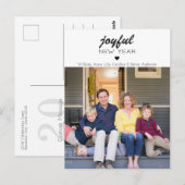 Eenvoudige moderne vreugdevolle nieuwjaarshartfoto briefkaart (Voorkant / Achterkant)