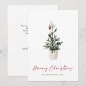 Eenvoudige moderne vrolijke kerstboom feestdagenkaart (Voorkant / Achterkant)