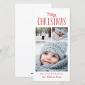 Eenvoudige moderne vrolijke kerstfoto collage feestdagenkaart (Voorkant / Achterkant)