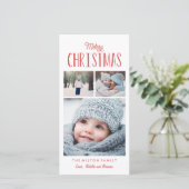 Eenvoudige moderne vrolijke kerstfoto collage feestdagenkaart (Staand voorkant)