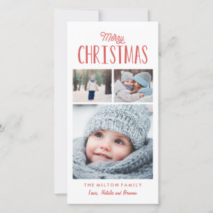 Eenvoudige moderne vrolijke kerstfoto collage feestdagenkaart