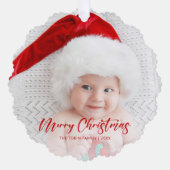 Eenvoudige moderne vrolijke kerstfoto ornament kaart (Voorkant)