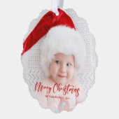 Eenvoudige moderne vrolijke kerstfoto ornament kaart (Links)