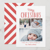 Eenvoudige moderne vrolijke kerstfotocollage feestdagenkaart (Voorkant / Achterkant)