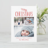 Eenvoudige moderne vrolijke kerstfotocollage feestdagenkaart (Staand voorkant)
