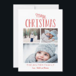 Eenvoudige moderne vrolijke kerstfotocollage feestdagenkaart<br><div class="desc">Stylish,  modern,  en dhr. Featuring 3 of your. Be sure to visit the shop to see more modern foliday cards.</div>