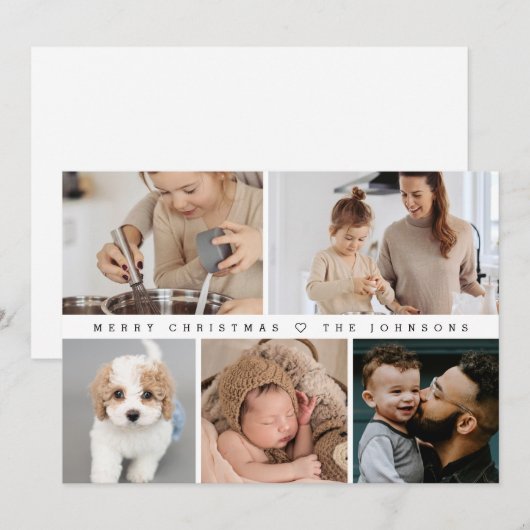 Eenvoudige Moderne VROLIJKE Kerstmis Familie Fotoc Feestdagenkaart (Voorkant / Achterkant)