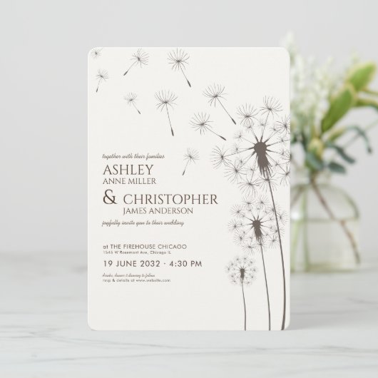 Eenvoudige moderne walnoot bruin paardenbloem brui kaart (Staand voorkant)