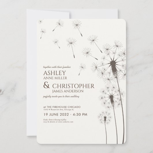 Eenvoudige moderne walnoot bruin paardenbloem brui kaart (Voorkant)