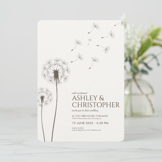 Eenvoudige moderne walnoot bruin paardenbloem brui kaart (Staand voorkant)