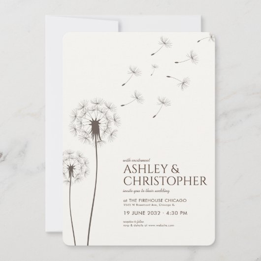 Eenvoudige moderne walnoot bruin paardenbloem brui kaart (Voorkant)