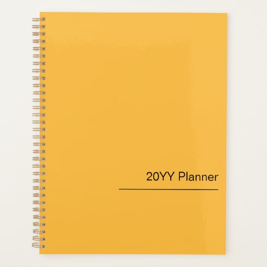 Eenvoudige moderne warme gele jaarplanner planner (Voorkant)