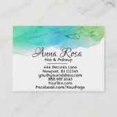 *~* Eenvoudige, moderne Waterverf Abstract Aqua Bl Visitekaartje (Achterkant)