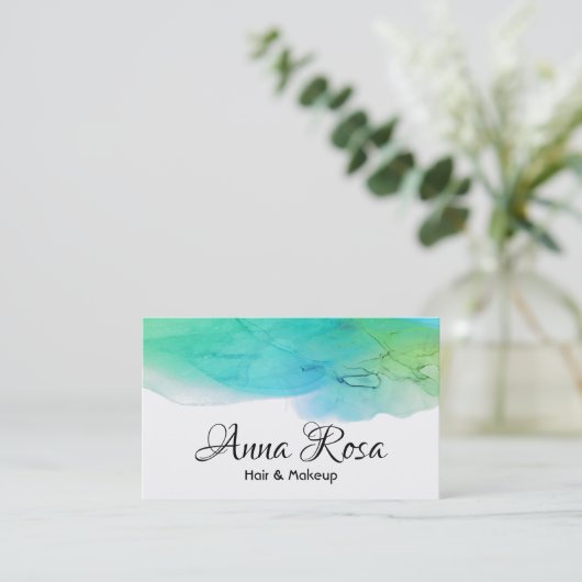 *~* Eenvoudige, moderne Waterverf Abstracte Blue A Visitekaartje (Staand voorkant)