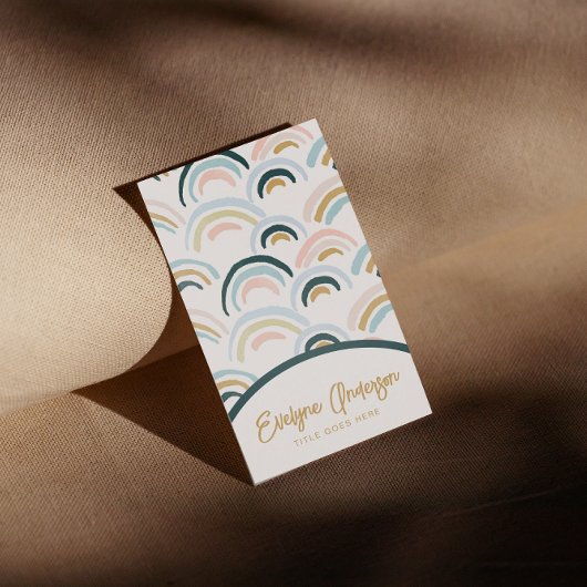Eenvoudige Moderne Waterverf Abstracte Rainbow Boh Visitekaartje